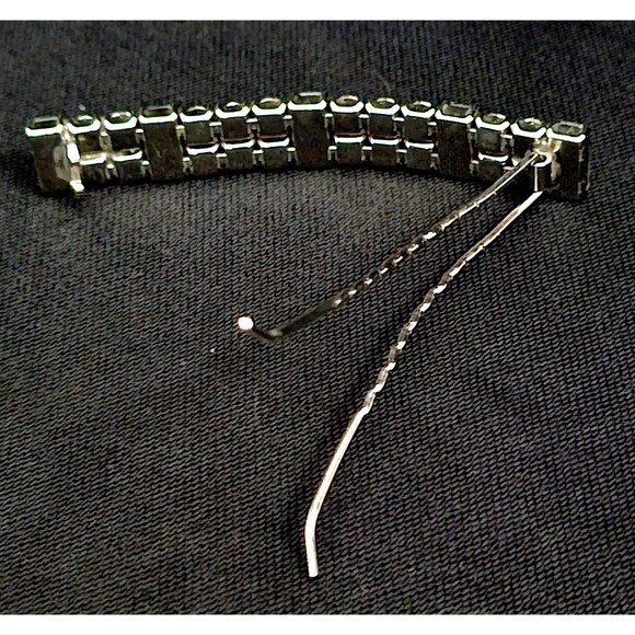 ART DECO Prong Set Crystal Barrett French Clasp Silver Tone Beauty 3.15"RARE EUC - Picture 7 of 9